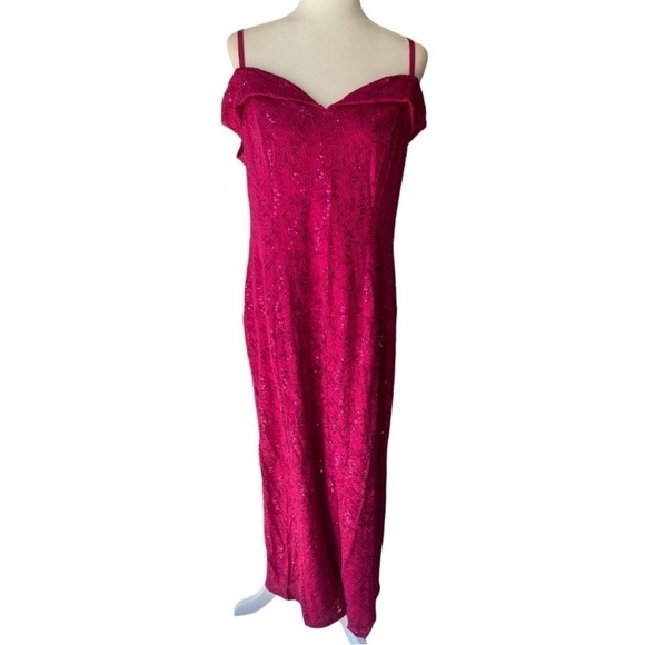 Candalite Women's Plus Size Pink Sequin Formal Bridal Party Prom Dress Maxi, XL - Picture 7 of 11